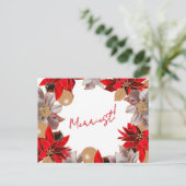 Gold & Red Minimalist Poinsettia Holiday Post Card シーズンポストカード (スタンド正面)