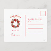 Gold & Red Minimalist Poinsettia Holiday Post Card シーズンポストカード (裏面)