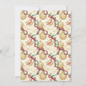 Gold Red Ornaments Bows Holiday Christmas Party 招待状 (裏面)