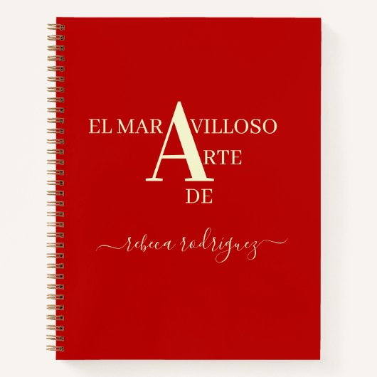 Gold Red Personalized Sketchbook add Name ノートブック (正面)