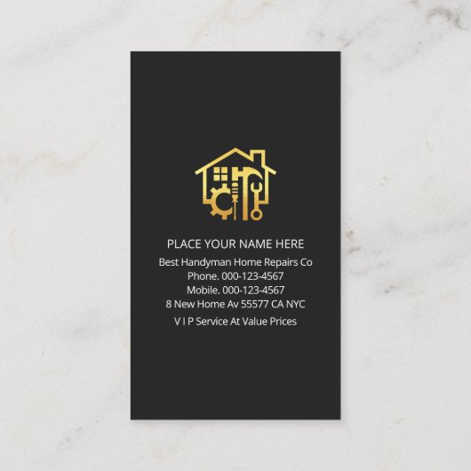 Gold Red Roof With Handyman Tools 名刺 (裏面)