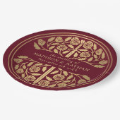 Gold Red Royal Medieval Sword Wedding  ペーパープレート (アングル)