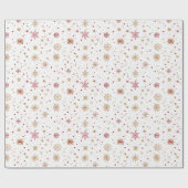 Gold Red Snowflake Christmas Wrapping Paper ラッピングペーパー (フラット)