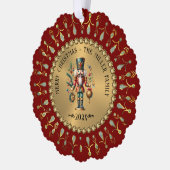 Gold Red White Diamonds Christmas Nutcracker オーナメントカード (左)