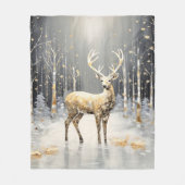 Gold Reindeer Holiday Fleece Blanket フリースブランケット (正面)