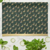 Gold Reindeer Winter Wonderland Kitchen Towels キッチンタオル (折り畳み)