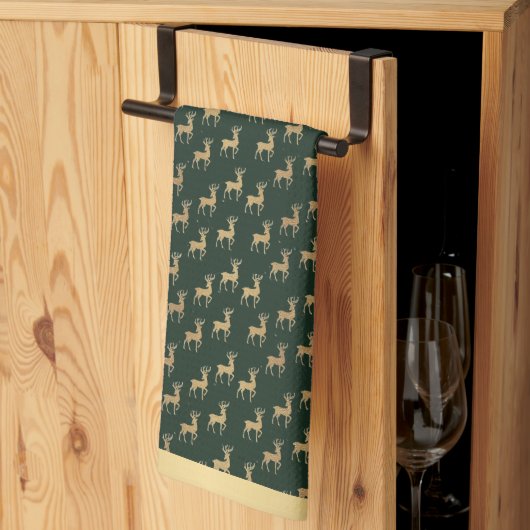 Gold Reindeer Winter Wonderland Kitchen Towels キッチンタオル (三つ折り)