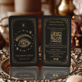 Gold Retro Celestial Tarot Brow Artist QR Code 名刺
