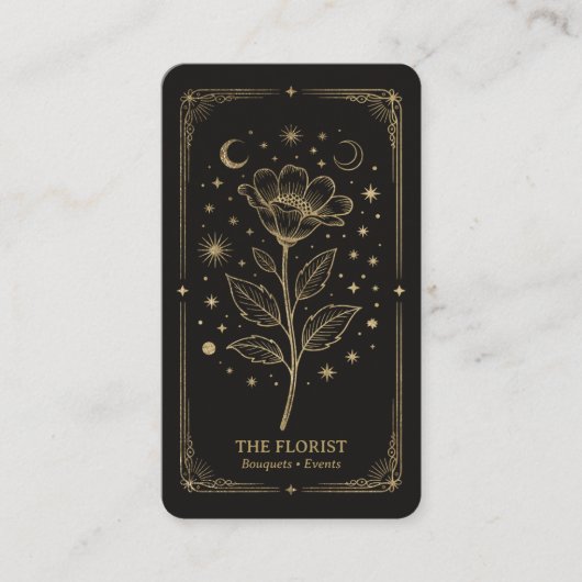Gold Retro Celestial Tarot Florist QR Code 名刺 (正面)