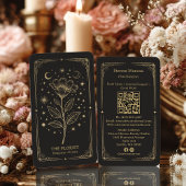 Gold Retro Celestial Tarot Florist QR Code 名刺