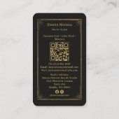 Gold Retro Celestial Tarot Hairdresser QR Code 名刺 (裏面)