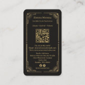 Gold Retro Celestial Tarot Lash Artist QR Code 名刺 (裏面)