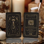 Gold Retro Celestial Tarot Makeup QR Code 名刺