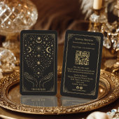 Gold Retro Celestial Tarot Massage Reiki QR 名刺