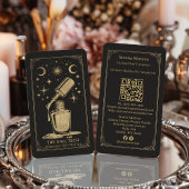 Gold Retro Celestial Tarot Nail artist QR Code 名刺