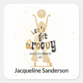 Gold Retro Let's Get Groovy 60th Birthday スクエアシール (正面)