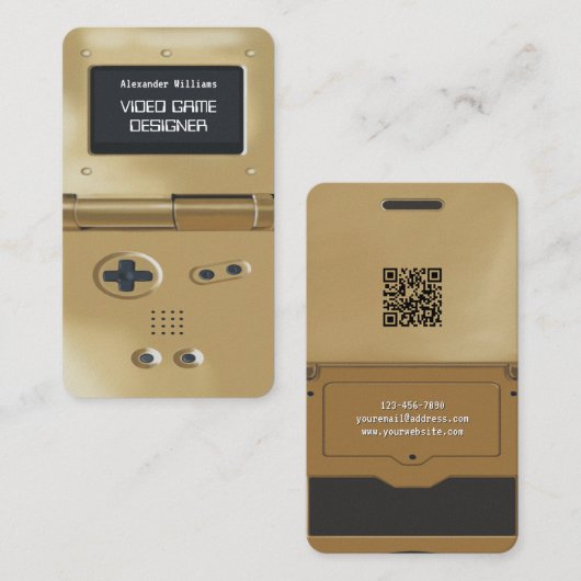 Gold Retro Style Gaming Console Game Designer 名刺 (正面/裏面)