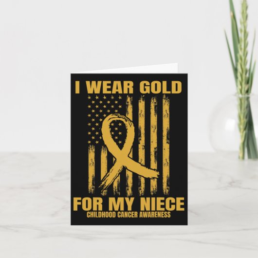 Gold Ribbon Niece Childhood Cancer Awareness Ameri カード (正面)