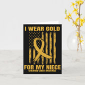 Gold Ribbon Niece Childhood Cancer Awareness Ameri カード (黄色い花)