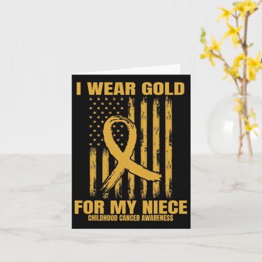 Gold Ribbon Niece Childhood Cancer Awareness Ameri カード (黄色い花)