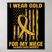 Gold Ribbon Niece Childhood Cancer Awareness Ameri ポスター (正面)