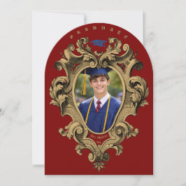 Gold Rococo Cartouche Photo Template Graduation 招待状