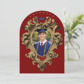 Gold Rococo Cartouche Photo Template Graduation 招待状 (スタンド正面)