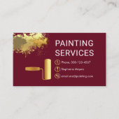 Gold Roller Brush On Paint Splatter Painter 名刺 (正面)