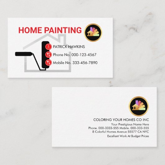 Gold Roller Brush Painting Button Icons 名刺 (正面/裏面)