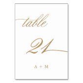 Gold Romantic Calligraphy Wedding Number 21, テーブルナンバー (正面)