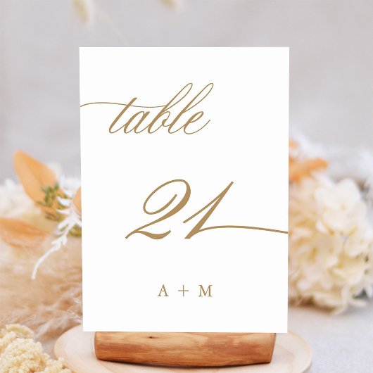 Gold Romantic Calligraphy Wedding Number 21, テーブルナンバー