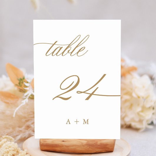 Gold Romantic Calligraphy Wedding Number 24, テーブルナンバー