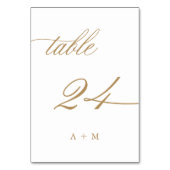 Gold Romantic Calligraphy Wedding Number 24, テーブルナンバー (裏面)