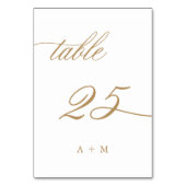 Gold Romantic Calligraphy Wedding Number 25, テーブルナンバー (裏面)