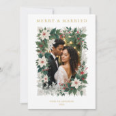 Gold Romantic Christmas Botanical Frame Photo シーズンカード (正面)