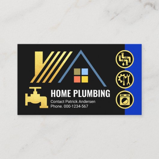 Gold Rooftop Faucet Plumbing Icons 名刺 (正面)