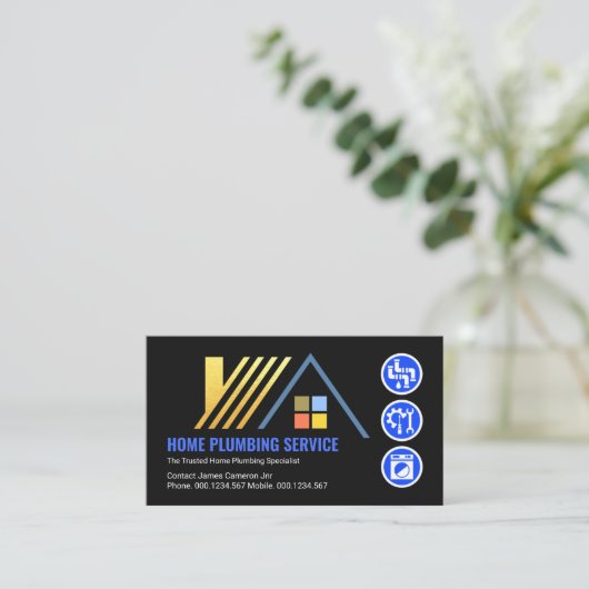 Gold Rooftop Plumbing Icons 名刺 (スタンド正面)