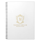 Gold Rose Crest Crown Scrolls Monogram ノートブック (正面)