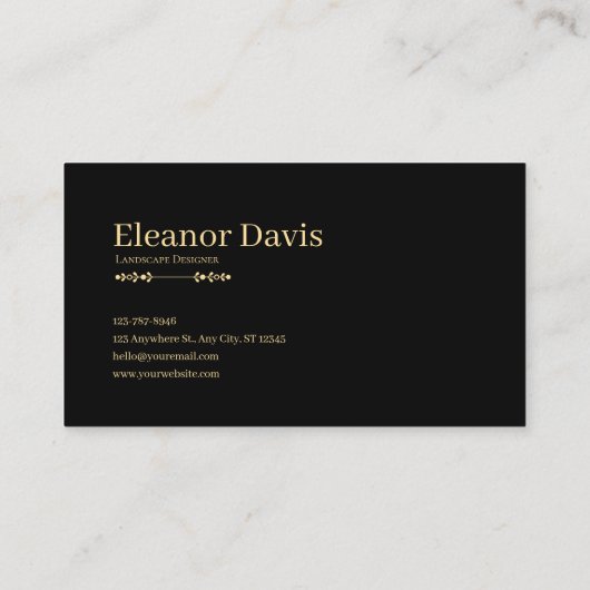 Gold Rose Floral and Midnight Mountain Scene 名刺 (裏面)