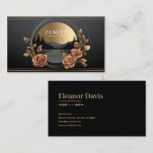 Gold Rose Floral and Midnight Mountain Scene 名刺 (正面/裏面)