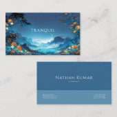 Gold Rose Floral and Night Cityscape Lake 名刺 (正面/裏面)