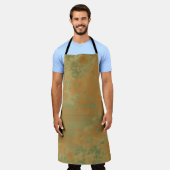 Gold & Rose Floral & Plaid エプロン (着用した状態)