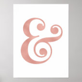 Gold rose foil ampersand art prints ポスター (正面)