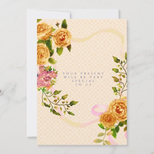 Gold Rose Ribbon 50th  Birthday Invitation 招待状 (裏面)