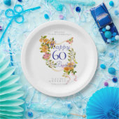 Gold Rose Ribbon 60th Birthday ペーパープレート (パーティー)