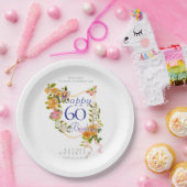 Gold Rose Ribbon 60th Birthday ペーパープレート (パーティー)