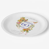Gold Rose Ribbon 60th Birthday ペーパープレート (アングル)