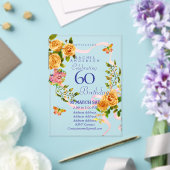Gold Rose Ribbon 60th Birthday Invitation アクリル招待状 (インサイチュ (ウェディング))