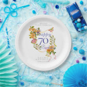 Gold Rose Ribbon 70th Birthday ペーパープレート (パーティー)