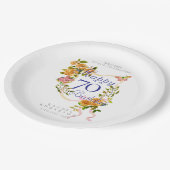 Gold Rose Ribbon 70th Birthday ペーパープレート (アングル)